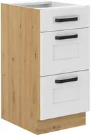 Spodní skříňka Luna 40 D 3S BB - Premium Box Barva korpusu: Dub artisan, Barva dvířek: Bílá