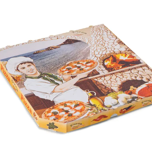 100 ks - Krabica na pizzu 330x330x30 mm, biela s potlačou
