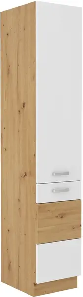 Vysoká potravinová skříňka Artisan 40 DK-210 2F Barva korpusu: Dub artisan, Barva dvířek: Bílý lesk