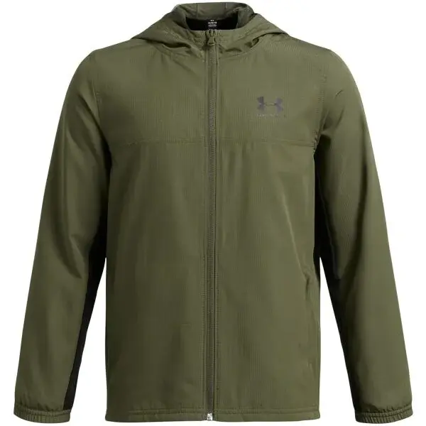 Under Armour RIVAL WOVEN JACKET Chlapecká bunda, tmavě zelená, velikost XL
