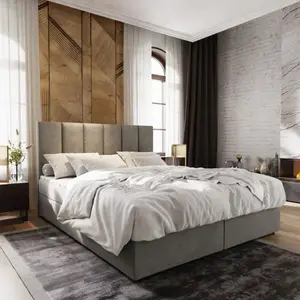Čalouněná postel boxspring MERALIS 160x200 cm šedá Matrace: Matrace Bonell pružinová