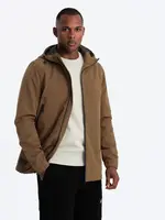 Ombre Men's lightweight storm jacket with hood - brown