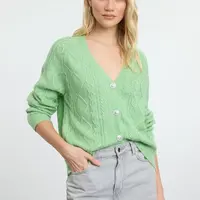 Trendyol Mint Wide Pattern Glittery Knitted Cardigan