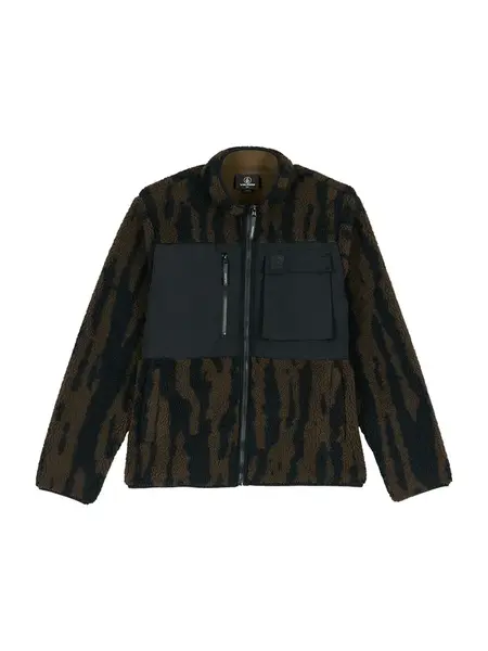 Volcom Flisová bunda 'STORM STONE'  tmavozelená / čierna