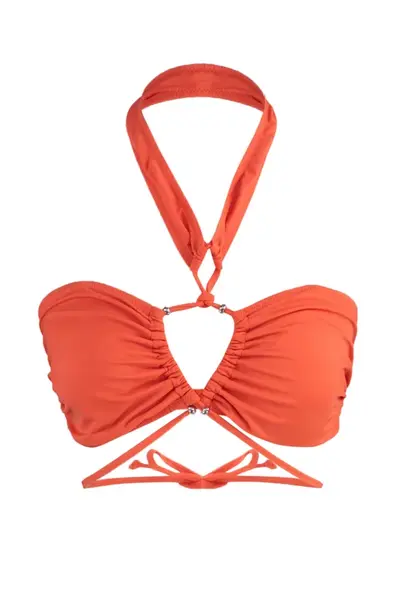 Trendyol Orange Strapless Tunnel Bikini Top