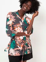 Černé květované kimono se zavazováním CAMAIEU - Dámské