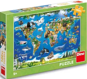 Puzzle XL Mapa zvířat 100 dílků (poškozené)