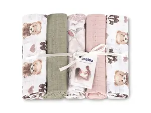 SENSILLO Tetra pleny Basic 70×80 cm Teddy Pink – sada 5 ks, 100% bavlna