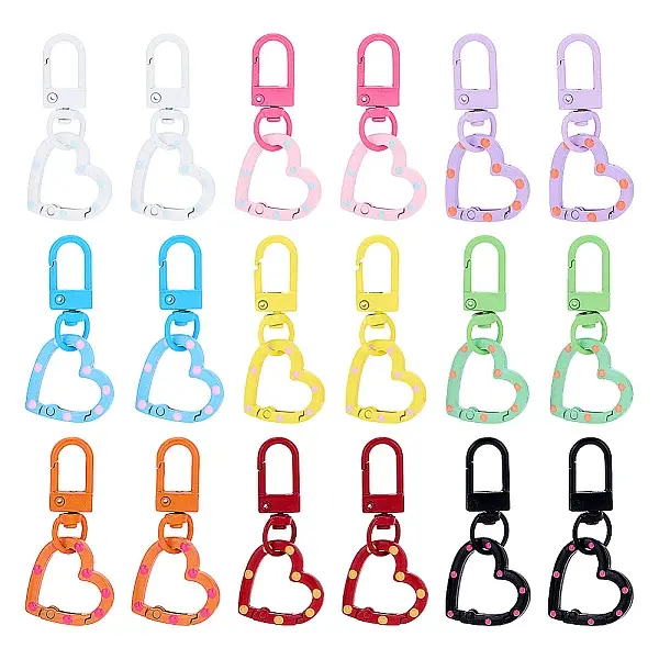 18Pcs 9 Style Alloy Spring Gate Rings & Alloy Swivel Clasps