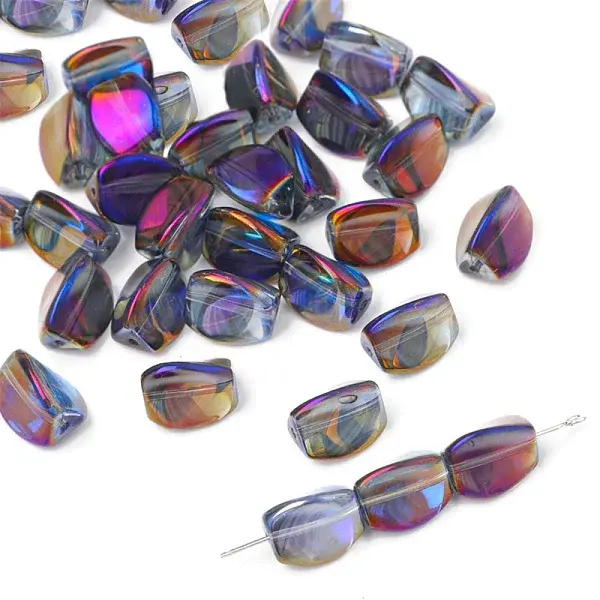 10Pcs Electroplate Transparent Glass Beads
