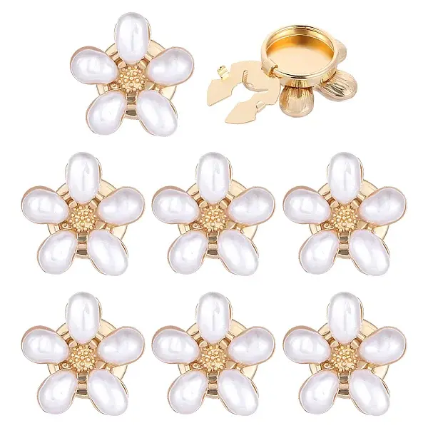 8Pcs Flower Alloy Resin Cufflinks