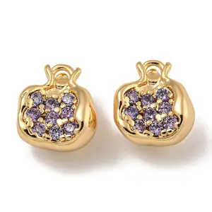 Brass Micro Pave Clear Cubic Zirconia Charms
