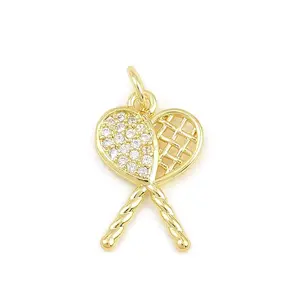 Brass Micro Pave Clear Cubic Zirconia Pendants