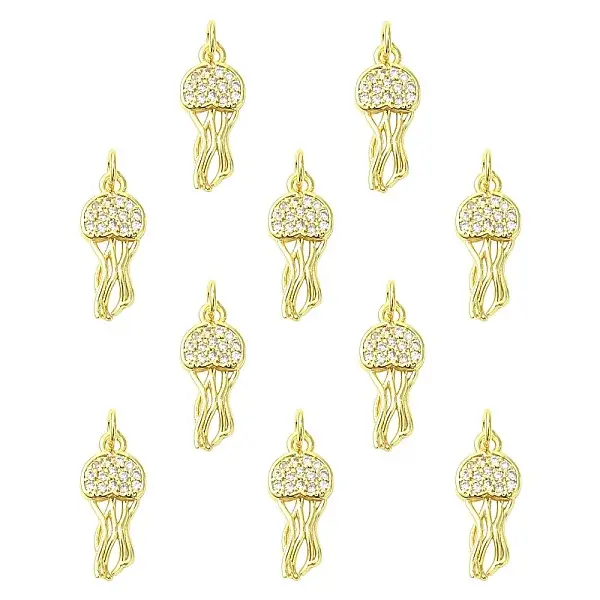 10Pcs Brass Micro Pave Cubic Zirconia Pendants