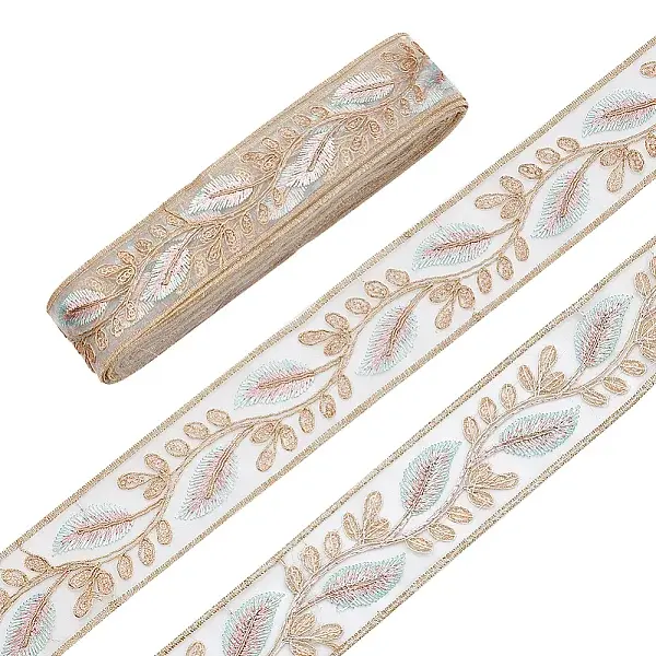 Polyester Feather Pattern Ribbon