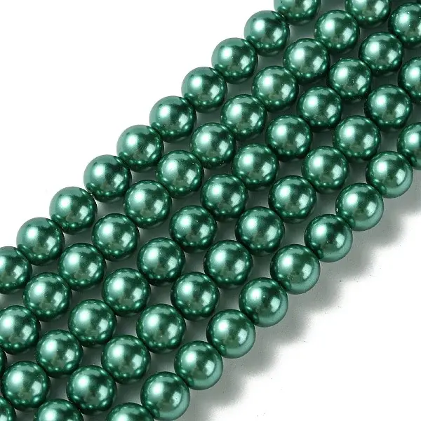 Eco-Friendly Dyed Glass Pearl Round Bead Strands
