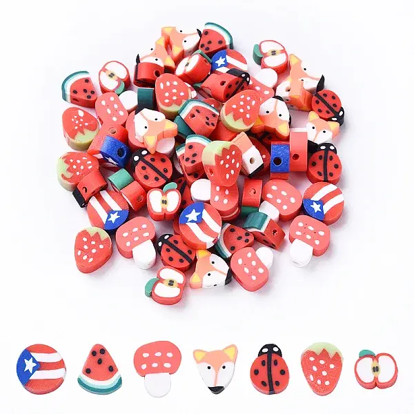 35Pcs 7 Styles Handmade Polymer Clay Beads