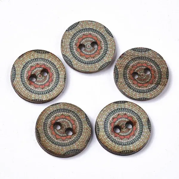 2-Hole Printed Wooden Buttons