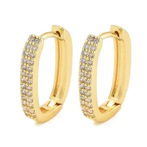 Rack Plating Oval Brass Hoop Earrings