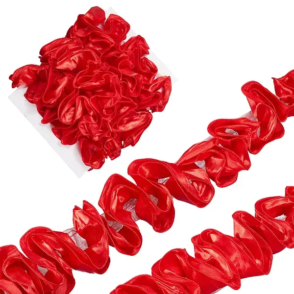 5 Yards Polyester Satin Chiffon Wavy Lace