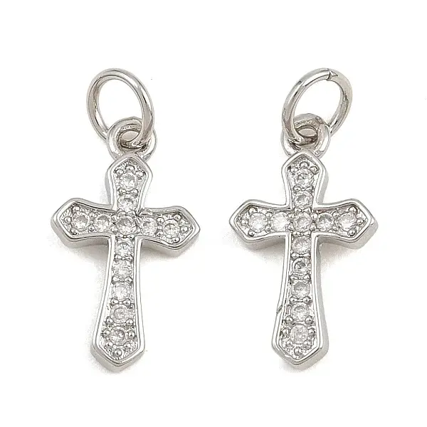 Brass Micro Pave Clear Cubic Zirconia Pendants