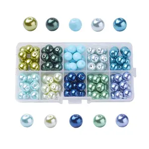 Mixed Pearlized Round Glass Pearl Beads