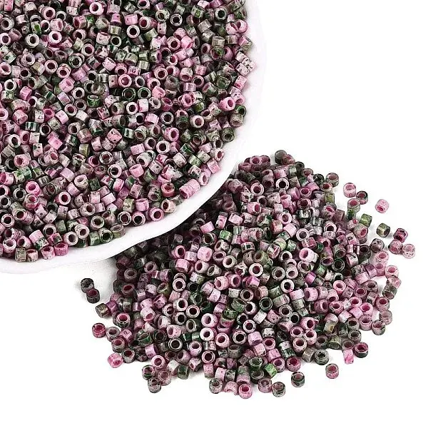 Opaque Picasso Cylinder Glass Beads