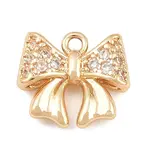 304 Stainless Steel Micro Pave Clear Cubic Zirconia Charms
