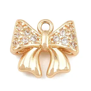 304 Stainless Steel Micro Pave Clear Cubic Zirconia Charms