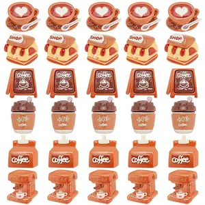 36Pcs 6 Styles Coffee Theme Opaque Resin Decoden Cabochons