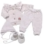 Rastúca pletená sada 4D Girl s volánikom Love, bežový melírok, veľ. 68/74