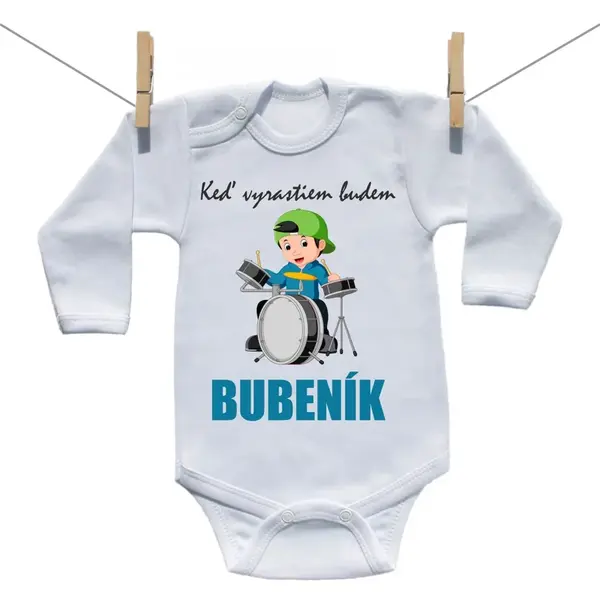 Boodyy Body s dlhým rukávom Keď vyrastiem budem bubeník 68 (3-6 mesiacov)