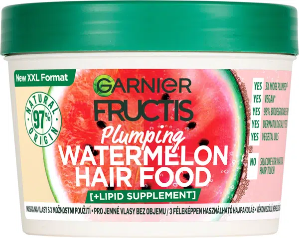 Garnier Fructis Hair Food Watermelon 3v1 maska na jemné vlasy bez objemu, 400 ml