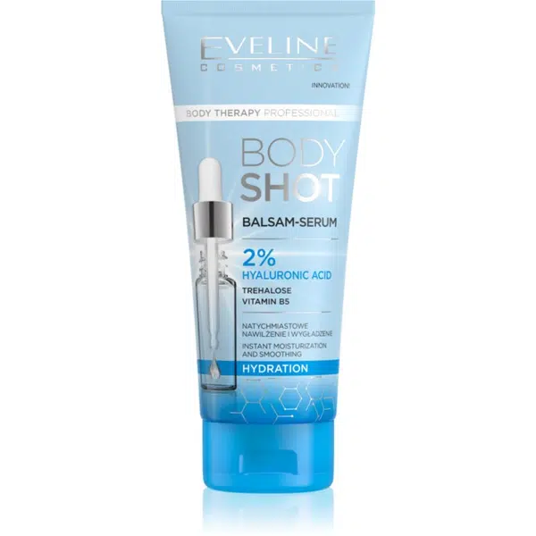 Eveline Cosmetics Body Shot 2% Hyaluronic Acid hloubkově hydratační balzám pro suchou pokožku 200 ml