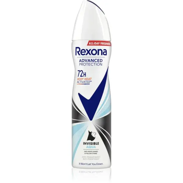 Rexona Advanced Protection Invisible Aqua deodorant ve spreji proti bílým a žlutým skvrnám Aqua 150 ml