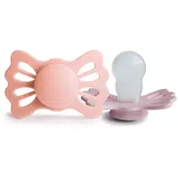 FRIGG Lucky Size 2:6-18 months dudlík Pretty in Peach/Primrose 2 ks
