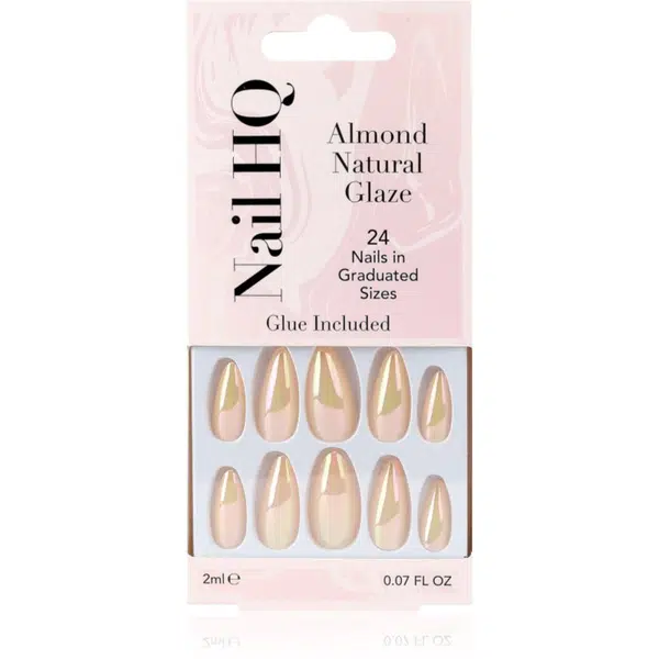 Nail HQ Almond umělé nehty Natural Glaze 24 ks