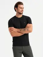 Ombre Men's SLIM FIT T-shirt with round neckline and logo - black