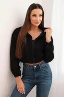 Black suede zip-up hoodie