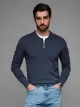 Ombre Men's sweater with viscose and spread neckline - navy blue