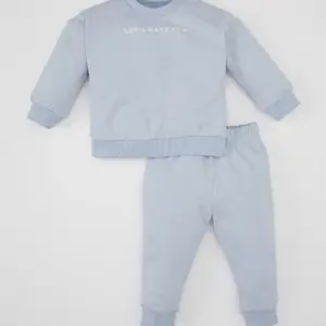 DEFACTO Baby Girl 2-Piece Set Crew Neck Printed Sweatshirt Jogger Sweatpants