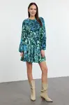 Trendyol Green Belted Floral Mini Woven Dress
