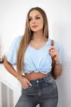 Cotton blouse with pocket blue