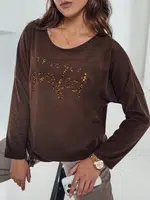 Bluzka damska oversize PERFSTYLE czekoladowa Dstreet