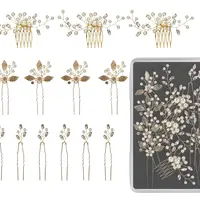 Sada ozdobných vlásenek a hřebínků Sibel Festive Hair Pins Golden Color Kit - 13 ks, zlatá + dárek zdarma