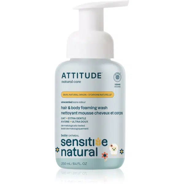 Attitude Sensitive Natural Baby Oatmeal šampon a mycí gel 2 v 1 pro citlivou pokožku pro děti 250 ml