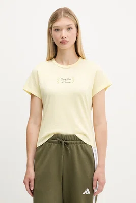 Bavlněné tričko Abercrombie & Fitch dámské, žlutá barva, KI157-5176