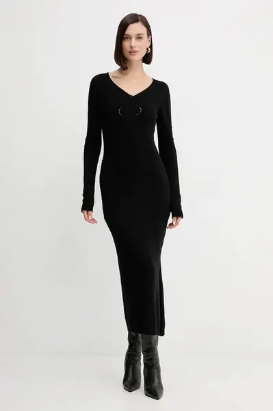 Vlněné šaty Twinset černá barva, maxi, 252TP3330