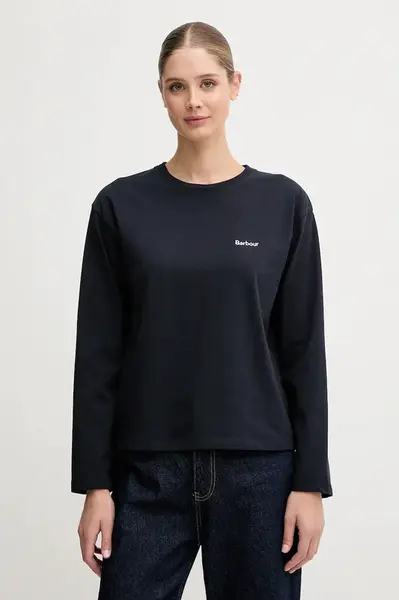 Bavlněné tričko s dlouhým rukávem Barbour LAVENSDALE tmavomodrá barva, LML0899