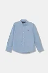 Dětská košile Tommy Hilfiger modrá barva, KB0KB10192